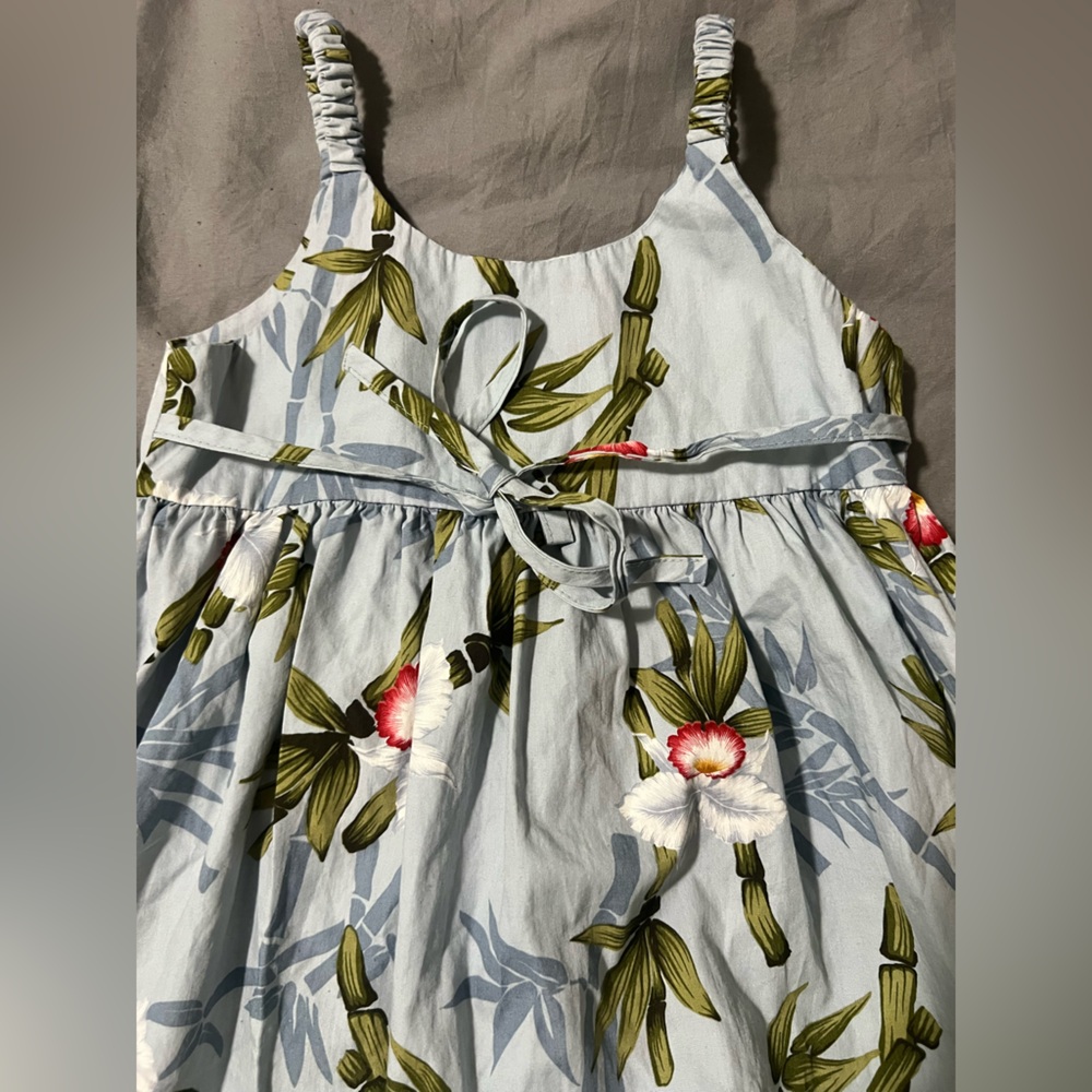 Floral Sleeveless Kids Dress - Blue and Green